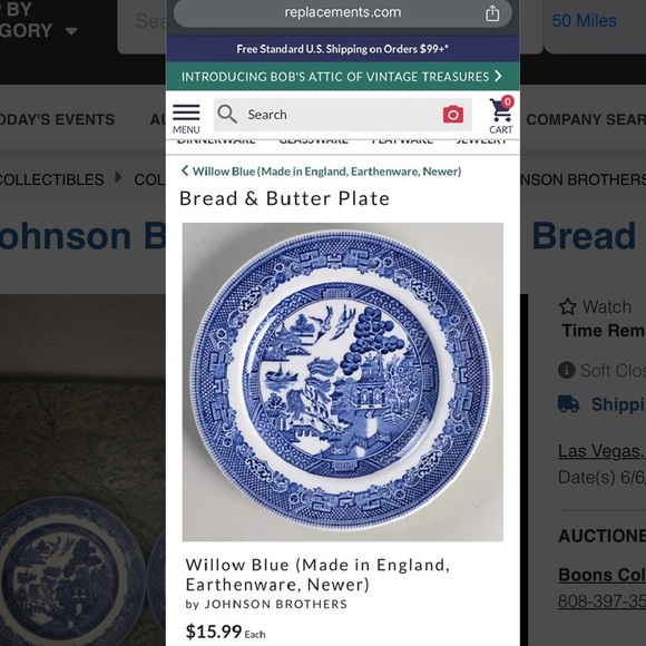 Set of 2~Johnson Brothers Blue Willow ￼Bread and Butter Plate 6.25” - Picture 7 of 7